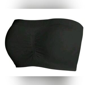 Plus Size Solid Wireless Strapless Knitted Bandeau Bra Black